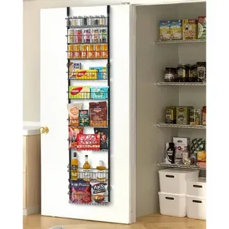 VEVOR Vorratsschrank Speisekammer-Organizer Aufbewahrung über der Tür, 9-stufige Gewürzregale zum Aufhängen aus Stahl, verstellbare Lagerregale für die Wand, für Zuhause Küche Badezimmer, schwarz VEVOR Vorratsschrank Speisekammer-Organizer Aufbewahrung über der Tür, 9-stufige Gewürzregale zum Aufhängen aus Stahl, verstellbare Lagerregale für die Wand, für Zuhause Küche Badezimmer, schwarz