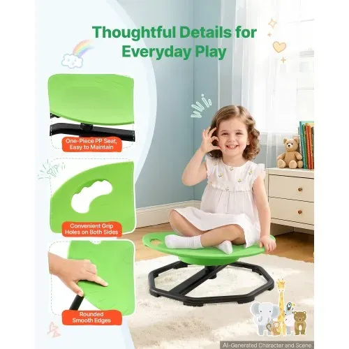 VEVOR Drehstuhl Kinder Autismus Sensorischer Drehsitz 50 kg 435x410 mm Grün, ADHS Hilfsmittel für Kinder im Alter von 2-6 Jahren, Förderung von Gleichgewicht Körperkoordination Greifkraft, PP-Material – Bild 4