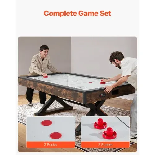VEVOR Air Hockey Tisch (214 cm) mit 2 Pushern & 2 Pucks & elektronischem Punktezähler & X-förmigen Beinen, luftbetriebener Hockey-Spieltisch für Familienspielzimmer Partys Familientreffen Büro – Bild 4