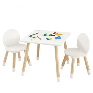 VEVOR Kindersitzgruppe Kindertisch, 2 Kinderstühle 1 Tisch Kindersitzgruppe aus Kiefernholz, Kindertisch-Set Stabile Kindermöbel Sitzmöbel für Kinder, Mädchen, Jungen, Spielzimmer Kindermöbelset Weiß VEVOR Kindersitzgruppe Kindertisch, 2 Kinderstühle 1 Tisch Kindersitzgruppe aus Kiefernholz, Kindertisch-Set Stabile Kindermöbel Sitzmöbel für Kinder, Mädchen, Jungen, Spielzimmer Kindermöbelset Weiß