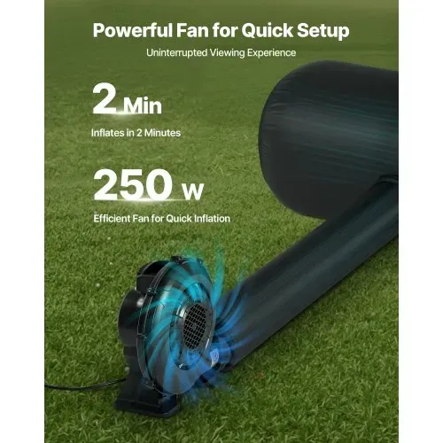 VEVOR aufblasbare Filmleinwand Projektion Beamer Leinwand aus 600D, Projektionsleinwand mit tragbarer Aufbewahrungstasche, 16:9, Filmprojektion für Heimkino Mottoparty Poolspaß (513 x 185 x 330 cm) – Bild 2
