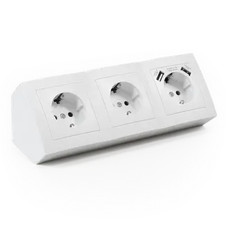 Steckdosenblock McPower “Flair“ Aufbau, weiß, 3-fach Schutzkontakt + USB Steckdosenblock McPower “Flair“ Aufbau, weiß, 3-fach Schutzkontakt + USB