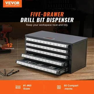 VEVOR Bohrer-Spender-Schrank, Bohrer-Organizer mit fünf Schubladen für Bohrerspender Nr. 1 bis Nr. 60 aus Stahl mit Etiketten, Stapelbarer Bohrer-Spender zur Aufbewahrung von Bohrern Gravur Bits VEVOR Bohrer-Spender-Schrank, Bohrer-Organizer mit fünf Schubladen für Bohrerspender Nr. 1 bis Nr. 60 aus Stahl mit Etiketten, Stapelbarer Bohrer-Spender zur Aufbewahrung von Bohrern Gravur Bits