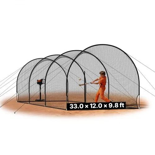VEVOR Baseball Schlagkäfig (Halbkreisförmig) Netz 10058x3660x3000 mm, Trainingsnetz mit 4-lagigem & Knotenlosem Polyestergewebe & Öffnung für Wurfmaschinen, inkl. Softball Trainingskäfignetz VEVOR Baseball Schlagkäfig (Halbkreisförmig) Netz 10058x3660x3000 mm, Trainingsnetz mit 4-lagigem & Knotenlosem Polyestergewebe & Öffnung für Wurfmaschinen, inkl. Softball Trainingskäfignetz