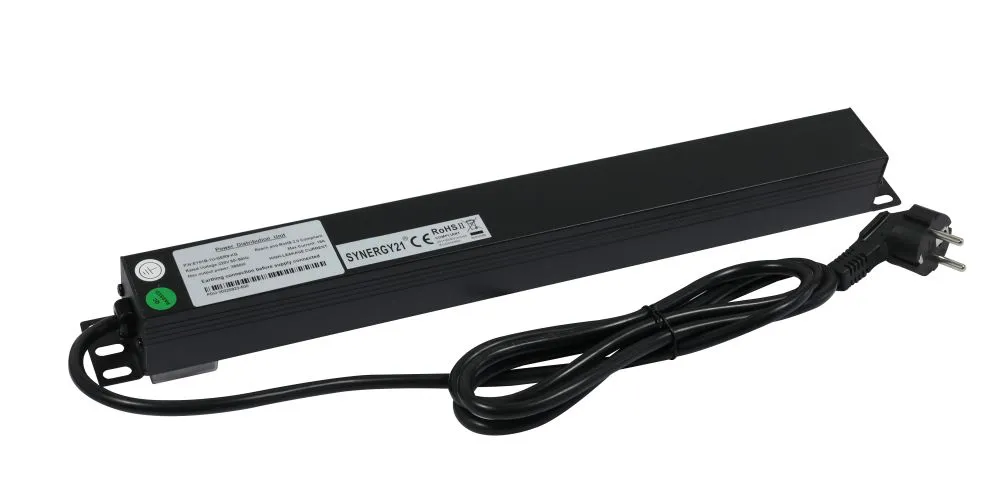 ALLNET 19"zbh. Steckdosenleiste, 9xDosen(CEE7)->Stecker(CEE7), Schalter, Schwarz, Synergy 21 – Bild 2