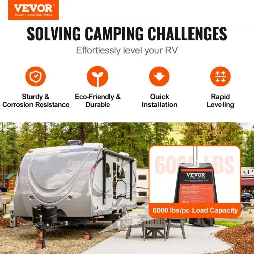 VEVOR Anhänger-Wagenheberblock Wohnmobil-Reisezubehör, 4er-Pack Wagenheber 2721 kg Kapazität pro Wohnmobil-Nivellierblock, für jeden Wagenheber, jeden Pfosten, jeden Fuß und jedes Sattelrad VEVOR Anhänger-Wagenheberblock Wohnmobil-Reisezubehör, 4er-Pack Wagenheber 2721 kg Kapazität pro Wohnmobil-Nivellierblock, für jeden Wagenheber, jeden Pfosten, jeden Fuß und jedes Sattelrad