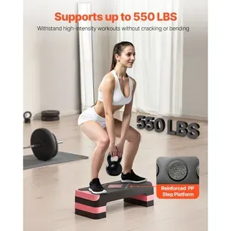 VEVOR Aerobic Steppbrett höhenverstellbares Trainingsbrett (10,6-20,32 cm) Stepper Fitness mit 250 kg Tragfähigkeit rutschfeste Oberflächenbank für Heim-Fitnessstudio Cardio-Krafttraining Rot VEVOR Aerobic Steppbrett höhenverstellbares Trainingsbrett (10,6-20,32 cm) Stepper Fitness mit 250 kg Tragfähigkeit rutschfeste Oberflächenbank für Heim-Fitnessstudio Cardio-Krafttraining Rot