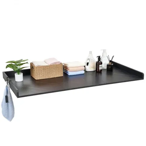 VEVOR Arbeitsplatte für Waschmaschine & Trockner (137 x 69,9 cm) mit Erhöhtem Rand & Haken, zur Organisation und Aufbewahrung im Wäscheschrank Speisekammer Küchentheke, bis 113 kg Belastbar, Schwarz – Bild 10