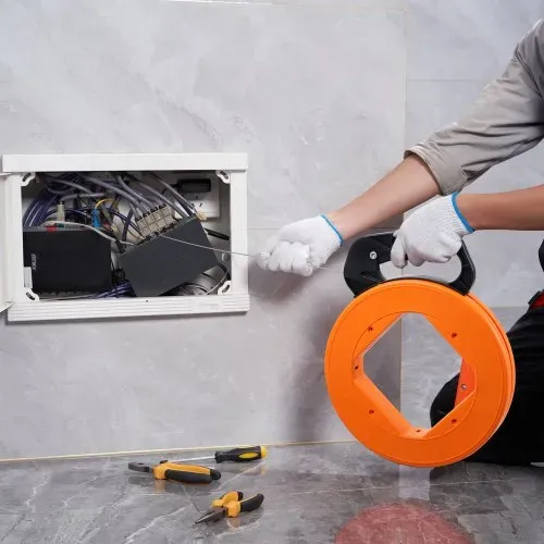 VEVOR Einziehband, 36 m x 3,1 mm, Kabel Einziehhilfe mit optimiertem Gehäuse & Griff, Einziehspirale Einziehdraht Tool, Drahteinziehwerkzeug für Wände & elektrische Leitungen, nicht leitfähig – Bild 7