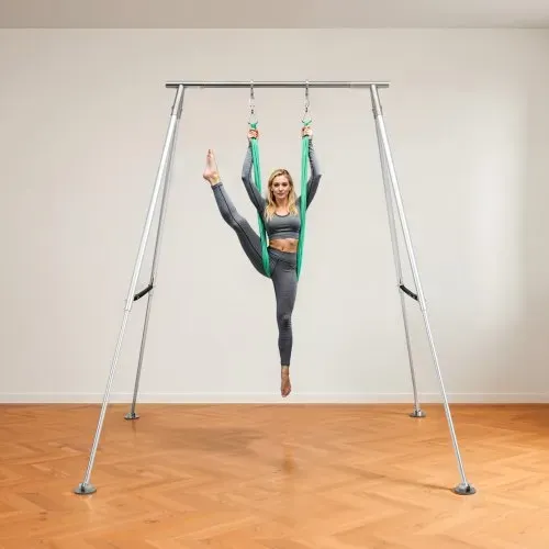 VEVOR Yoga-Ständerrahmen Schaukelständer mit max. 140,6 kg Tragkraft, Klimmzugständer mit dreieckiger Struktur, Luftseidenständer mit höhenverstellbaren Beinen aus Aluminiumrahmen, Aerial Yoga – Bild 7