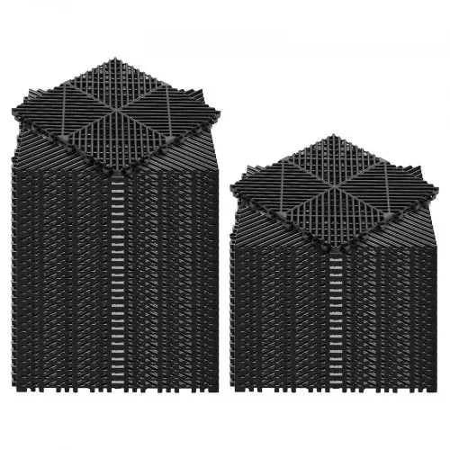 VEVOR Ineinandergreifende Drainagematten (50-tlg.) 31 x 31 cm, Garagenbodenfliesen Rutschfeste Klickfliesen aus PP, Modularer Garagenboden für Bad Küche Pool Außenbereich, Selbstentwässernd, Schwarz – Bild 8