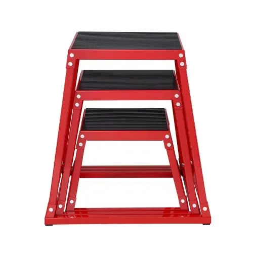 VEVOR 3-teilige Plyometrische Sprungboxen, 305/458/609 mm Plyometric Box Rot, Rutschfestes Fitness-Übungs-Step-Up-Box-Set für Heim-Fitness-Training, Konditions-Krafttraining, Jump Training Tragbar – Bild 8