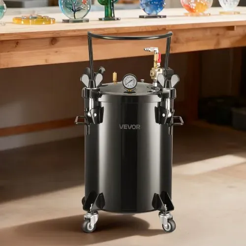 VEVOR Druckbehälter für Sprühfarbe, 30 L Drucktank aus Stahl mit 2 Anschlüssen (EU/AU) für Heimgebrauch Heimwerkerarbeiten Kunstkreationen, Farbbehälter mit großem Durchmesser & 4 Rollen – Bild 7
