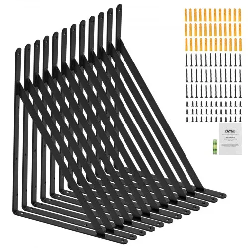 VEVOR Regalhalterung, 460 x 305 x 25 mm, 12 Stück, schwebende Regalträger, Halterungen für Regale, 3 mm dicke, mattschwarze dreieckige Regalhalterung, Regalhalter aus Stahl mit 72,6 kg Tragkraft VEVOR Regalhalterung, 460 x 305 x 25 mm, 12 Stück, schwebende Regalträger, Halterungen für Regale, 3 mm dicke, mattschwarze dreieckige Regalhalterung, Regalhalter aus Stahl mit 72,6 kg Tragkraft