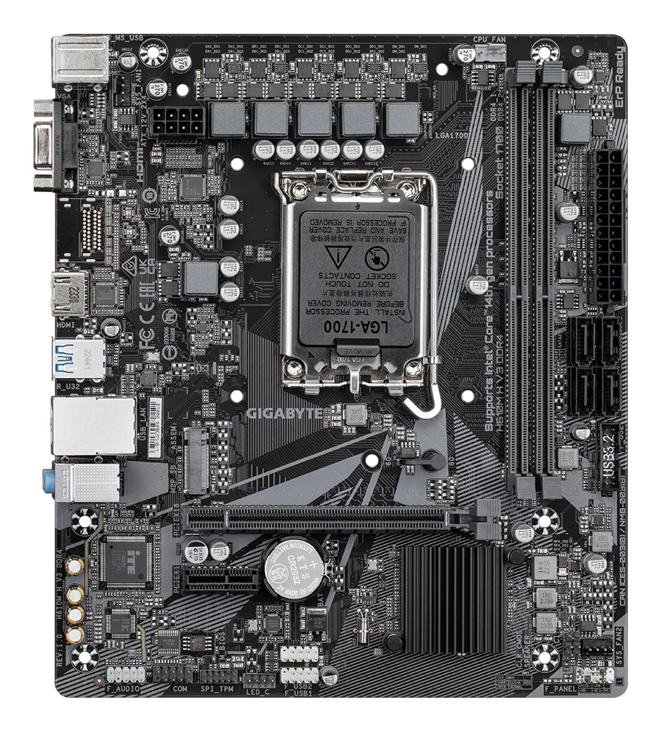 GIGABYTE H610M H V3 DDR4 Mainboard - Unterstützt Intel Core Prozessoren 14th CPUs, 4+1+1 Hybrid Phases Digital VRM, up to 3200MHz DDR4, 1xPCIe 3.0 M.2, GbE LAN, USB 3.2 Gen 1 – Bild 2