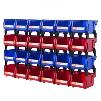 VEVOR Kunststoff-Aufbewahrungsbehälter (12,7 x 10,2 x 7,6 cm), hängender, stapelbarer Aufbewahrungsbehälter, blau/rot, 24er-Pack, robuste Stapelbehälter für die Organisation von Schränken, Küchen, Büros oder Vorratskammern VEVOR Kunststoff-Aufbewahrungsbehälter (12,7 x 10,2 x 7,6 cm), hängender, stapelbarer Aufbewahrungsbehälter, blau/rot, 24er-Pack, robuste Stapelbehälter für die Organisation von Schränken, Küchen, Büros oder Vorratskammern