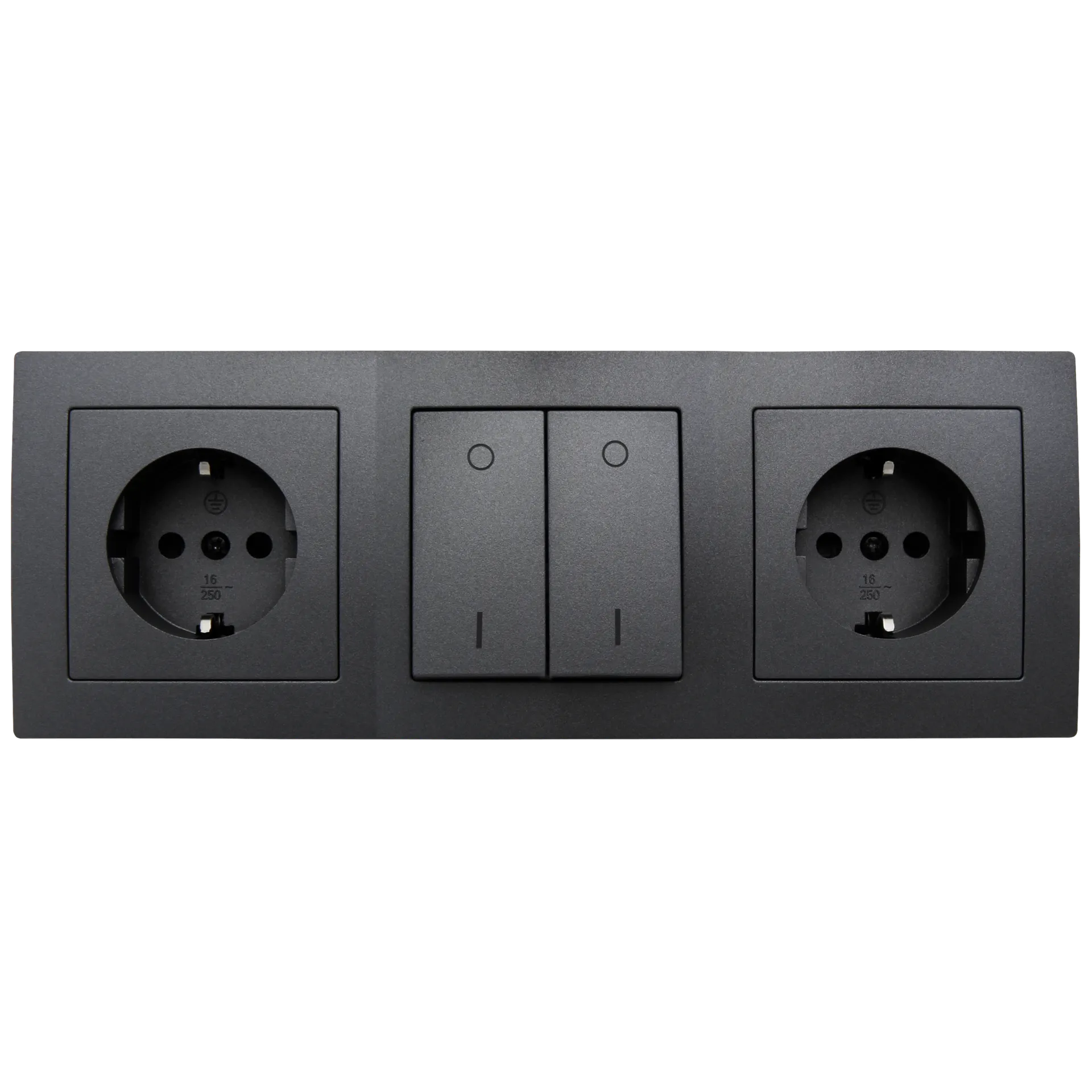 Steckdosenblock McPower ''Flair'' anthrazit, 2-fach Schutzkontakt + Schalter – Bild 2