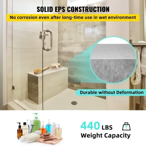 VEVOR Befliesbare Sitzbank 97x29x50 cm Sitzbank Badezimmer EPS-Verbundstoff Duschsitz 200kg Tragfähigkeit Duschstuhl 0,28㎡ Abdeckfläche 90° Innen- und Außenecken Ideal für Bad Duschbereiche – Bild 2