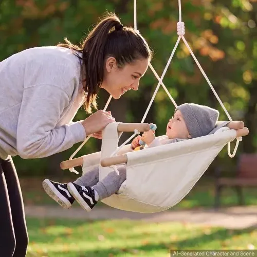 VEVOR 3-in-1 Babyschaukel Kinderschaukel 30kg Hängeschaukel aus Canvas Weiß, für Indoor & Outdoor, 5-Punkt-Sicherheitsgurt, Hängesitz mit Integriertem Kissen für Kinder bis 3 Jahre, CE/CPC-Zertifiziert – Bild 7