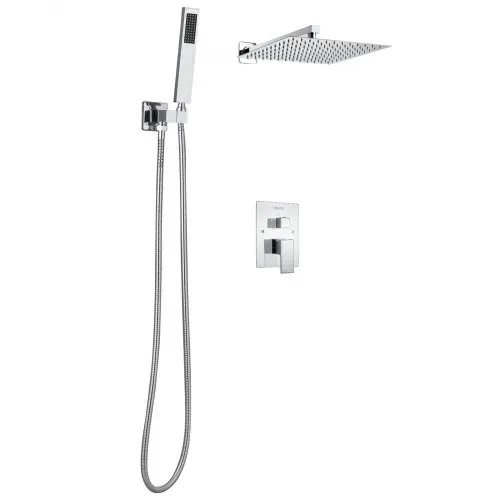 VEVOR Duscharmatur Regenduschsystem fürs Badezimmer Duschsystem mit 305 mm quadratischen Regenduschkopf & Handbrause, wandmontierte Badezimmerarmaturen mit Messingventil & Zierset, Silberchrom – Bild 8