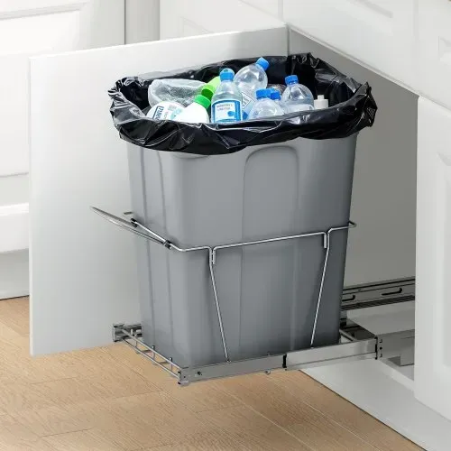 VEVOR ausziehbarer Mülleimer 35 Qt für Küchenschränke, Mülleimer Unterbau-Abfallbehälter, mit robustem Vollauszug-Schiebesystem aus Metall und Griff für Spüle Müllbehälter – Bild 7