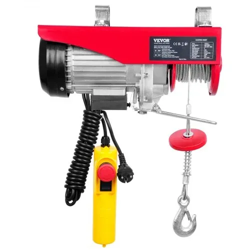 VEVOR 230V Elektrische Seilwinde 300kg bis 600kg Hubhöhe 12m Seilzug Motorwinde 1150W Motor Flaschenzug 10m/min Hubgeschwindigkeit Hebezug mit Kabelfernbedienung Seilhebezug Kettenzug – Bild 9