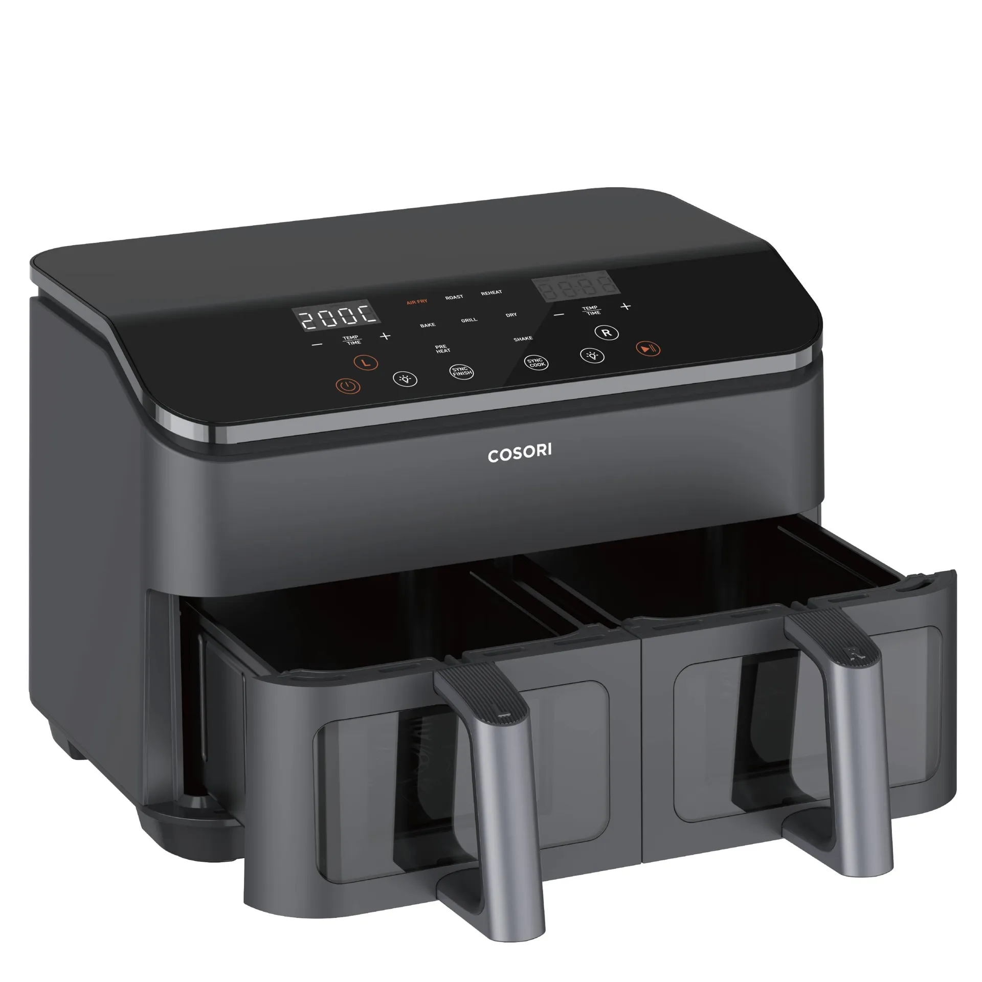 Cosori Dual Basket Chef Edition Doppel 8,5 l Eigenständig 1750 W Heißluftfritteuse Schwarz, Silber – Bild 2