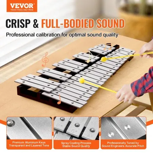 VEVOR Glockenspiel-Xylophon-Set mit 32 Tönen, Schlaginstrument mit Schlägeln, Trommelstöcken und Tragetasche, professionelles Glockenspiel-Xylophon-Schlaginstrumentenset für Erwachsene und Schüler VEVOR Glockenspiel-Xylophon-Set mit 32 Tönen, Schlaginstrument mit Schlägeln, Trommelstöcken und Tragetasche, professionelles Glockenspiel-Xylophon-Schlaginstrumentenset für Erwachsene und Schüler