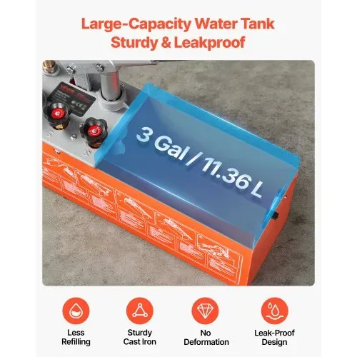VEVOR Hydraulische Abdrückpumpe Druckprüfpumpe 11,36 L 0-50 bar Doppelventil, Handdruckpumpe mit Manometer und Tank, für Rohrleitungen, Wasserleitungen, Heizungen, Druck- und Leckprüfung – Bild 3