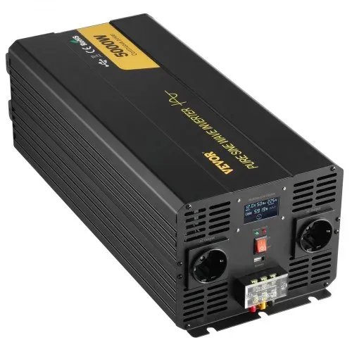 VEVOR Wechselrichter mit reiner Sinuswelle, 5000 Watt, Spannungswandler, DC 12 V auf AC 230 V Auto-Wechselrichter mit LCD-Display, USB-Anschluss und Fernbedienung, Spannungswandler für Auto, Wohnmobil, LKW, Solaranlage, Reisen, Camping – Bild 8