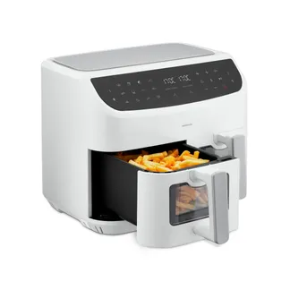 MEDION LIFE P20 XXL Twin DoppelzonenHeißluftfritteuse MD 11760, 2 separate Garzonen, 9 Automatikprogramme, 8,7 L Gesamt-Nutzinhalt, 2.600 Watt, Temperatur einstellbar bis 200 °C MEDION LIFE P20 XXL Twin DoppelzonenHeißluftfritteuse MD 11760, 2 separate Garzonen, 9 Automatikprogramme, 8,7 L Gesamt-Nutzinhalt, 2.600 Watt, Temperatur einstellbar bis 200 °C