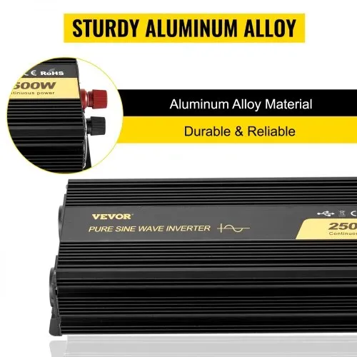 VEVOR 230V Spannungswandler Wechselrichter, 2500W Reiner Sinuswellen Wechselrichter, GYS-2500W 12V DC Pure Sine Wave Power, Reiner Sinus-Wechselrichter Fernbedienung mit Kabel LCD Bildschirm VEVOR 230V Spannungswandler Wechselrichter, 2500W Reiner Sinuswellen Wechselrichter, GYS-2500W 12V DC Pure Sine Wave Power, Reiner Sinus-Wechselrichter Fernbedienung mit Kabel LCD Bildschirm
