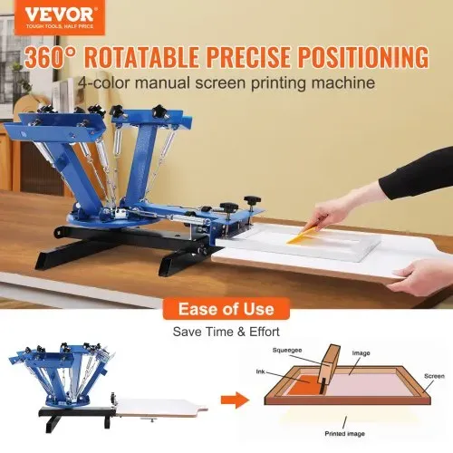 VEVOR Siebdruckpresse T-Shirt Siebdruckmaschine 1 Farben + 1 Station, T-Shirtpresse, Hitzepresse Transferpresse DIY Ausrüstung Drucker, Textildruck Kleidung, Kissenbezüge, Gepäckstücke usw. VEVOR Siebdruckpresse T-Shirt Siebdruckmaschine 1 Farben + 1 Station, T-Shirtpresse, Hitzepresse Transferpresse DIY Ausrüstung Drucker, Textildruck Kleidung, Kissenbezüge, Gepäckstücke usw.