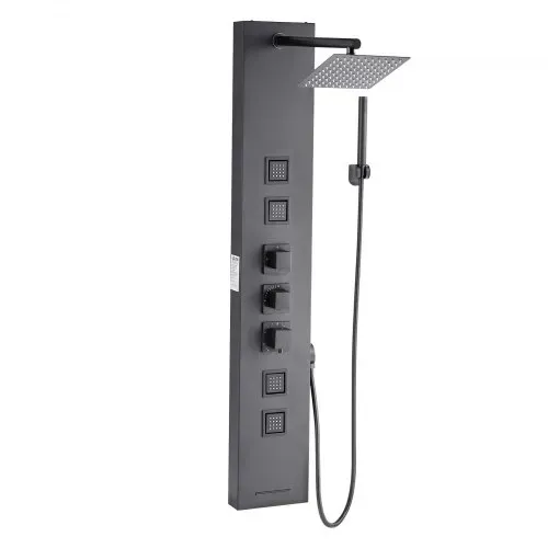VEVOR Duschpaneel-Turmsystem (4 in 1) mit Regenwasserfall-Duschkopf, (124 cm) Duschsäule aus gebürstetem Edelstahl, Regenmassagesystem zur Wandmontage, mit Handbrause & 4 kleiner Massagedüsen – Bild 10