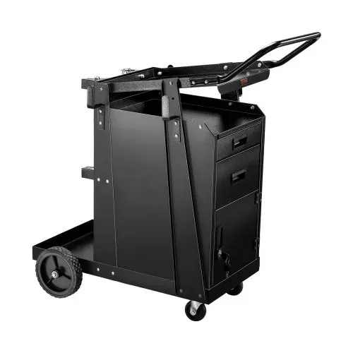 VEVOR Mobiler Werkstattwagen, Schweißwagen mit 2 Schubladen & abschließbarem Schrank, 158 kg Gewichtskapazität, 360° schwenkbare Räder, Schweißgerätewagen für MIG-Schweißgerät, Plasmaschneider – Bild 8