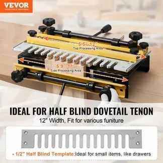 VEVOR Zinkenfräsmaschine 31 cm Breit, Zinkenfrässchablone mit Fräser & 12,7-mm-Schablone, Präzise Ausrichtung, Zapfen- & Zapfenschneidvorrichtung, Werkzeug für Möbel- & Schrankherstellung VEVOR Zinkenfräsmaschine 31 cm Breit, Zinkenfrässchablone mit Fräser & 12,7-mm-Schablone, Präzise Ausrichtung, Zapfen- & Zapfenschneidvorrichtung, Werkzeug für Möbel- & Schrankherstellung
