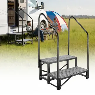VEVOR Wohnmobiltreppe mit 2 Handläufen (2 Stufen), Standtreppe mit 300 kg Tragkraft, Außentreppe mit Rutschfester Matte für Senioren/Haustiere, Trittstufe für Camper, Mobilheim, Veranda, Pool und Spa VEVOR Wohnmobiltreppe mit 2 Handläufen (2 Stufen), Standtreppe mit 300 kg Tragkraft, Außentreppe mit Rutschfester Matte für Senioren/Haustiere, Trittstufe für Camper, Mobilheim, Veranda, Pool und Spa