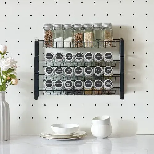 VEVOR abnehmbares Gewürzregal 4-stöckiger Gewürzhalter Organizer, stapelbarer Gewürzständer (401 x 116 x 271 mm), Küchenaufbewahrung für Arbeitsplatte, Küchen-Vorratsschrank, Speisekammer Schwarz – Bild 7