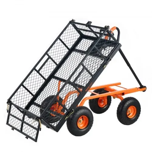 VEVOR Gartenwagen, Gartenkarre aus Metall mit einfach zu montierendem Rahmen, Kippbarer Bollerwagen mit umwandelbarem 2-in-1-Griff, Mehrzweckschubkarre mit 180 kg Tragfähigkeit, 25,4 cm Reifen VEVOR Gartenwagen, Gartenkarre aus Metall mit einfach zu montierendem Rahmen, Kippbarer Bollerwagen mit umwandelbarem 2-in-1-Griff, Mehrzweckschubkarre mit 180 kg Tragfähigkeit, 25,4 cm Reifen