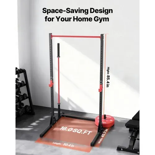 VEVOR Power Rack 362,87 kg Belastbar, multifunktionales Squat Rack für Heimfitnessstudio, Krafttrainingsgerät mit 28-fach verstellbaren J-Haken für Langhantel-Kniebeugen Klimmzüge Gewichtheben – Bild 4