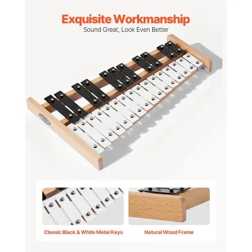 VEVOR Glockenspiel, 27 Noten, professionelles Xylophon-Schlaginstrument, mit SPCC-Klappen & Metalltasten, inklusive 4 Schlägeln, Tragetasche, Musikinstrument für Anfänger, Musikunterricht – Bild 3
