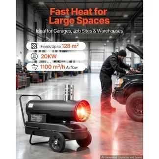 VEVOR Indirekte Heizkanone 20kW Dieselheizgebläse 38L Petroleum-Heizgerät, Heizgebläse für Werkstatt Garage Lager & Baustelle, Thermostatsteuerung, Dual-Fuel-Filterung, Max. 1100m³/h & 128m², Schwarz VEVOR Indirekte Heizkanone 20kW Dieselheizgebläse 38L Petroleum-Heizgerät, Heizgebläse für Werkstatt Garage Lager & Baustelle, Thermostatsteuerung, Dual-Fuel-Filterung, Max. 1100m³/h & 128m², Schwarz