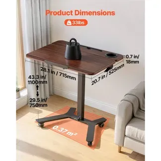 VEVOR Höhenverstellbarer Schreibtisch Computertisch 715x525x(750×1100)mm, Metallgestell, MDF-Tischplatte, 0-90° Neigbar, 15kg Belastbarkeit, Lenkrolle mit 2 Bremsen, Mobiler Bürotisch für Homeoffice VEVOR Höhenverstellbarer Schreibtisch Computertisch 715x525x(750×1100)mm, Metallgestell, MDF-Tischplatte, 0-90° Neigbar, 15kg Belastbarkeit, Lenkrolle mit 2 Bremsen, Mobiler Bürotisch für Homeoffice