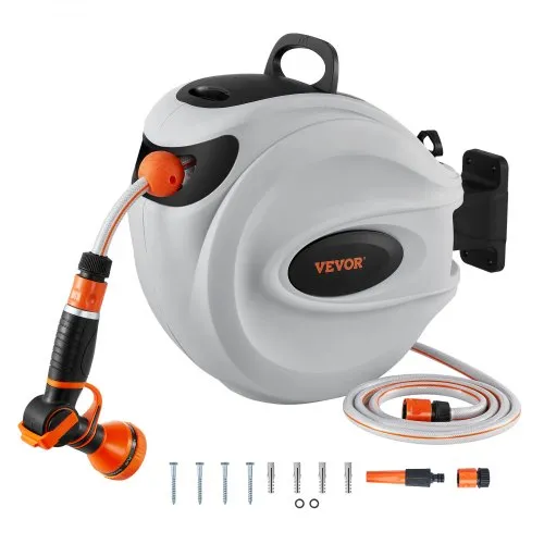 VEVOR Schlauchtrommel Wasser 25mx12mm mit Wandhalterung Tragegriff Schlauchaufroller mit 9-Muster-Sprühdüse & Gartenschlauch 180° Schwenkbar Wand-Schlauchbox mit Aufroll-Automatik Gießen Autowaschen VEVOR Schlauchtrommel Wasser 25mx12mm mit Wandhalterung Tragegriff Schlauchaufroller mit 9-Muster-Sprühdüse & Gartenschlauch 180° Schwenkbar Wand-Schlauchbox mit Aufroll-Automatik Gießen Autowaschen