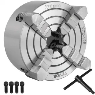 VEVOR K72-125 Drehfutter 5 Zoll 4-Backen, Drehfutter unabhängige umkehrbare Backe, Metalldrehfutter Drehmaschinenzubehör, für Drehmaschinen VEVOR K72-125 Drehfutter 5 Zoll 4-Backen, Drehfutter unabhängige umkehrbare Backe, Metalldrehfutter Drehmaschinenzubehör, für Drehmaschinen