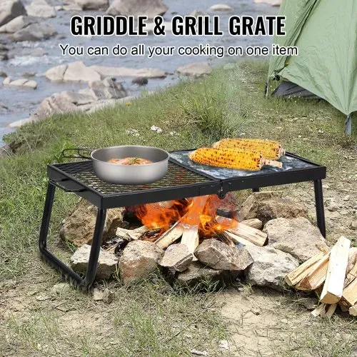 VEVOR BBQ Gills Holzkohlegrill Klappgrill Tischgrill 570 x 285 x 230 mm, 6 kg Belastbar Tragbarer Reisegrill Outdoor Campinggrill 300 ℃, Grillgitter + Grillplatte für Gartenpartys, Picknick, Terasse – Bild 3