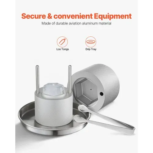 VEVOR Eispresse Eiskugelformer Set 65 mm Eiskugel Eisblockform aus Luftfahrt-Aluminium mit Zange & Abtropfschale, Diamond Eisballmaker für Whisky Cocktail Bourbon Scotch auf Partys & im Urlaub – Bild 4