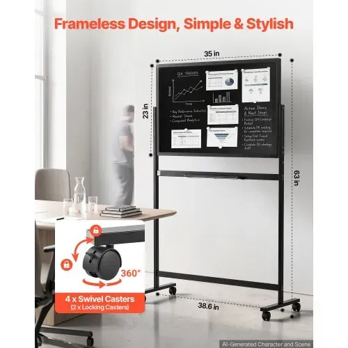 VEVOR Whiteboard mit Ständer 888x583mm Magnettafel Stativdrehtafel Schwarz, Büro Schule Zuhause Angenehmes Schreibgefühl Rahmenlos aus 3,2mm Dickem Glas inkl. Markern Magneten & Schwamm VEVOR Whiteboard mit Ständer 888x583mm Magnettafel Stativdrehtafel Schwarz, Büro Schule Zuhause Angenehmes Schreibgefühl Rahmenlos aus 3,2mm Dickem Glas inkl. Markern Magneten & Schwamm