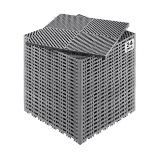 VEVOR ineinandergreifende Drainagematte, 15,7 x 15,7 Zoll, modulares ineinandergreifendes Kissen, 24-teiliges Spleiß-Drainagematten, rutschfeste graue PP-Drainage-Bodenfliesen und Duschmatte, für Garage, Garten, Küche und Außenbereich VEVOR ineinandergreifende Drainagematte, 15,7 x 15,7 Zoll, modulares ineinandergreifendes Kissen, 24-teiliges Spleiß-Drainagematten, rutschfeste graue PP-Drainage-Bodenfliesen und Duschmatte, für Garage, Garten, Küche und Außenbereich