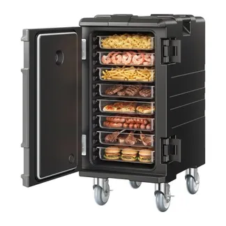VEVOR Isolierter Lebensmittelbehälter-Träger, Frontlader, Catering-Box mit Rädern, 103 L, Schwarz VEVOR Isolierter Lebensmittelbehälter-Träger, Frontlader, Catering-Box mit Rädern, 103 L, Schwarz